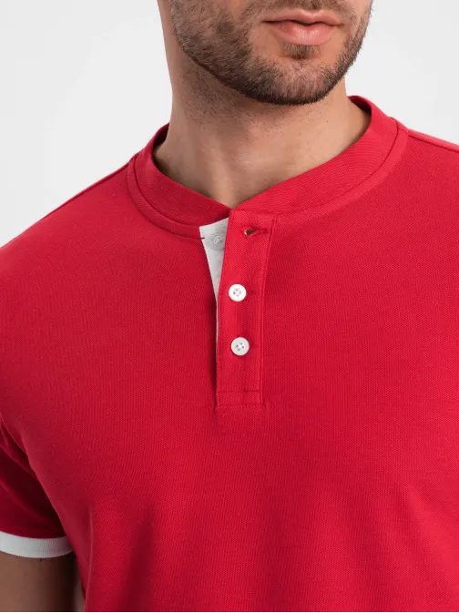 Pohodlná trendy červená polokošile V2 TSCT-0156