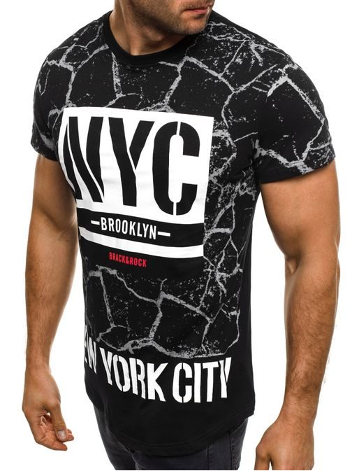 Nádherné černé vzorované tričko NEW YORK CITY J.STYLE SS105