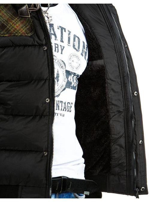 Černá bunda s károvaným detailem (tx1320)