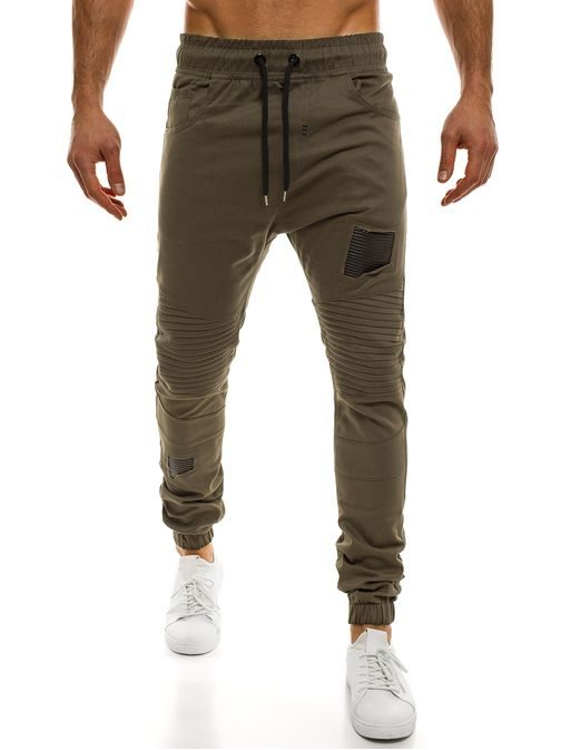 Pánské módní zelené jogger kalhoty ATHLETIC 829