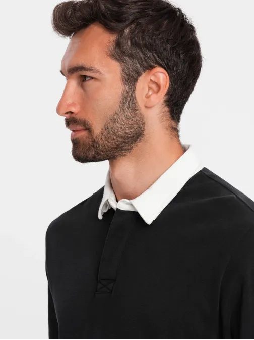 Elegantní černá mikina s pololímcem V6 SSNZ-0132