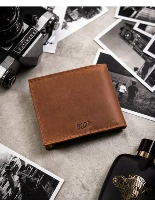 Módní světle hnědá kožená sada - peněženka a klíčenka