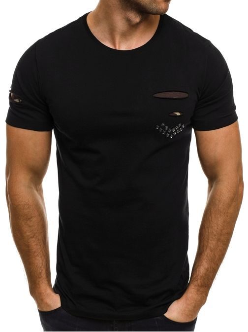 Pohodlné přiléhavé černé pánské tričko BREEZY 9
