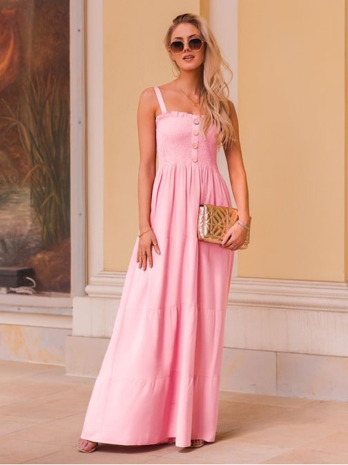 Dámské trendové maxi šaty v růžové barvě DLR052