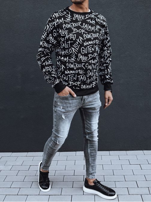 Trendy černá pánská mikina s pozdravy