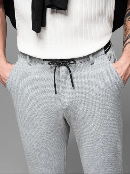 Trendy šedé tepláky s pružným pasem V1 PACP-0116