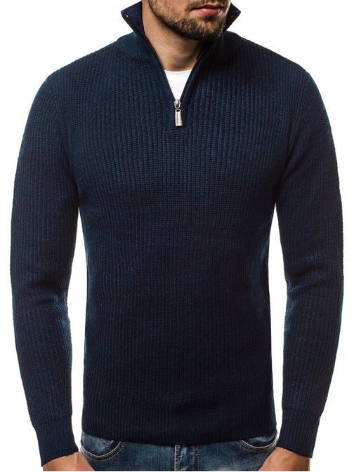 Tmavě modrý svetr v pleteném designu HR/1811