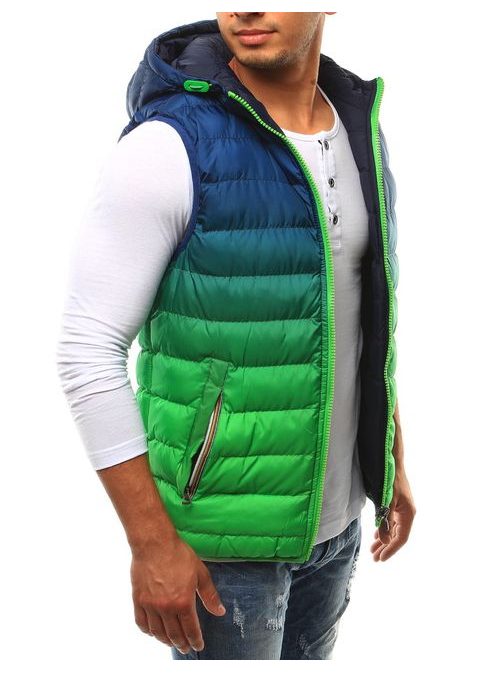 Modro-zelená oboustranná prošívaná vesta