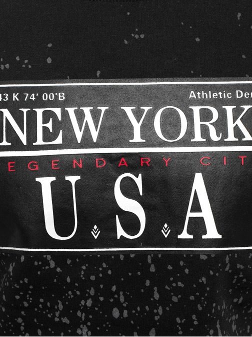 NEW YORK černá atraktivní pánská mikina J.STYLE DD05