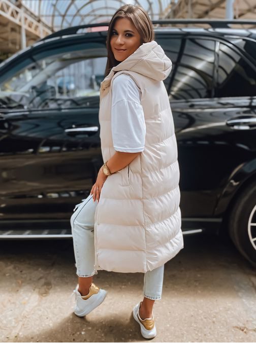 Prošívaná dámská vesta v béžové barvě Ella