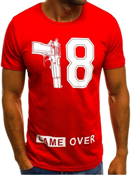 "Pánské červené tričko ""GAME OVER"" O/1174"
