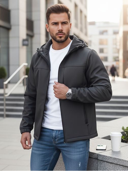 Softshellová pánská bunda pro přechodné období šedá