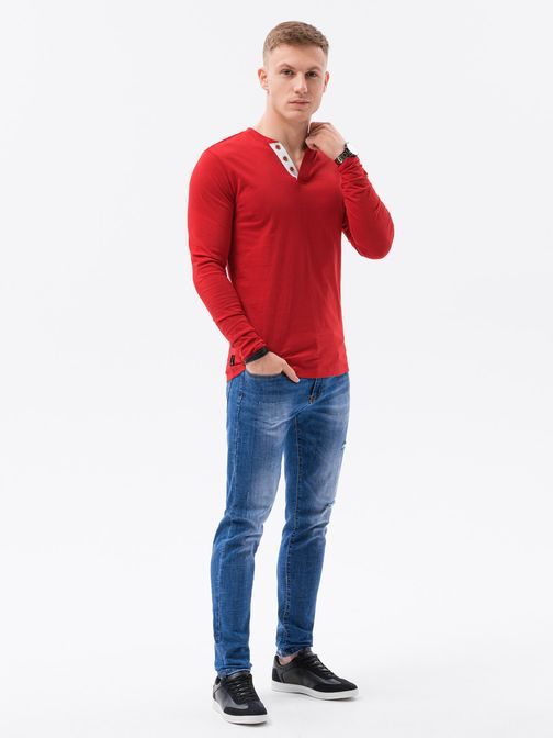Tričko s dlouhým rukávem v červené barvě L133