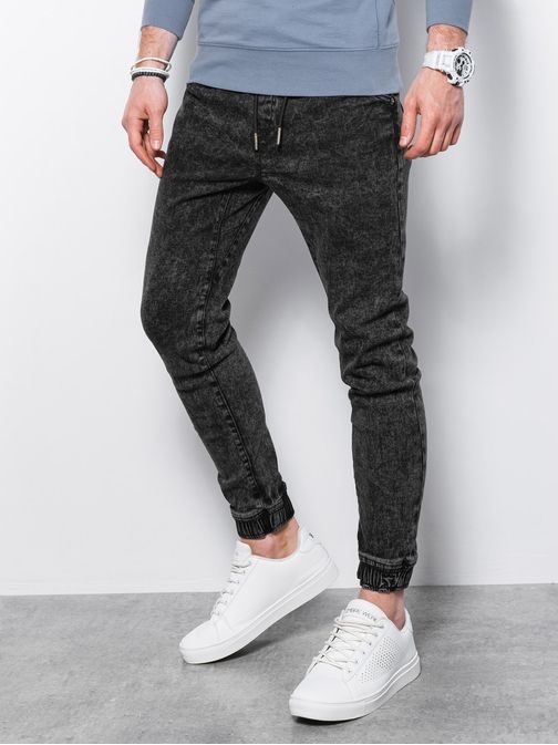 Černé jogger kalhoty v moderním provedení P1027