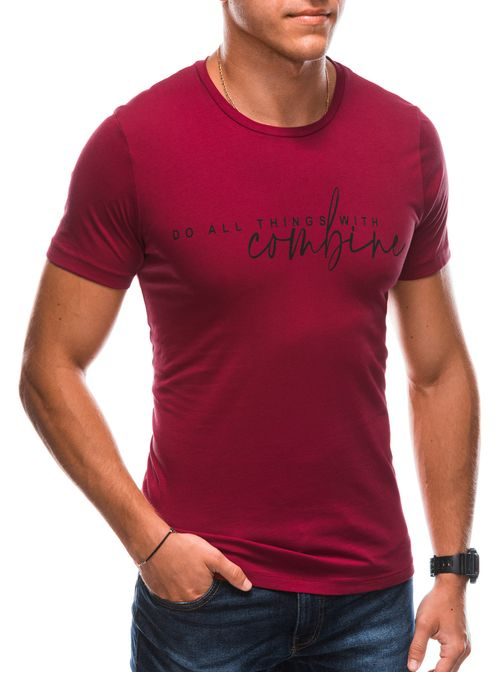 Tmavě červené bavlněné tričko s nápisem S1725