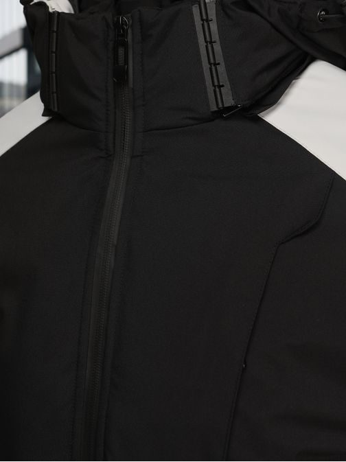 Černo-bílá zimní bunda s kapucí