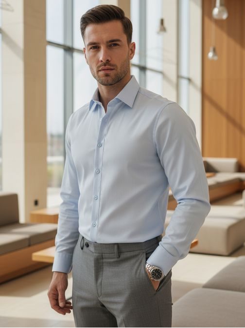 Základní světle modrá pánská košile
