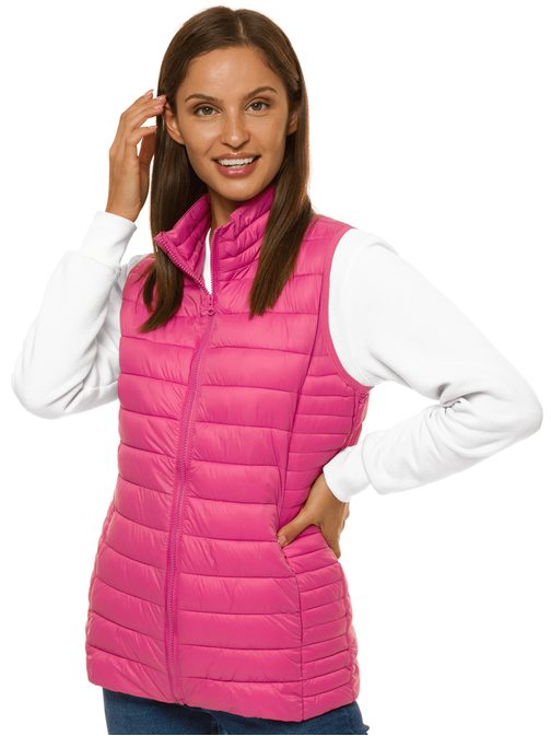 Dámská trendy prošívaná vesta v světle růžové barvě JS/M23038/42
