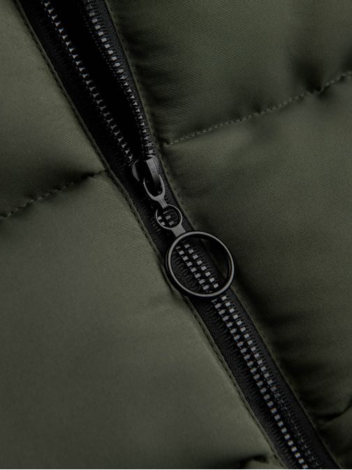 Stylová khaki prošívaná vesta V36