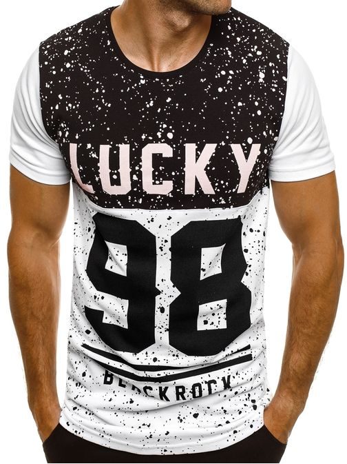 LUCKY atraktivní černo-bílé pánské tričko BLACK ROCK 71455