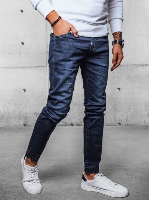 Tmavě modré pánské džíny typu jogger
