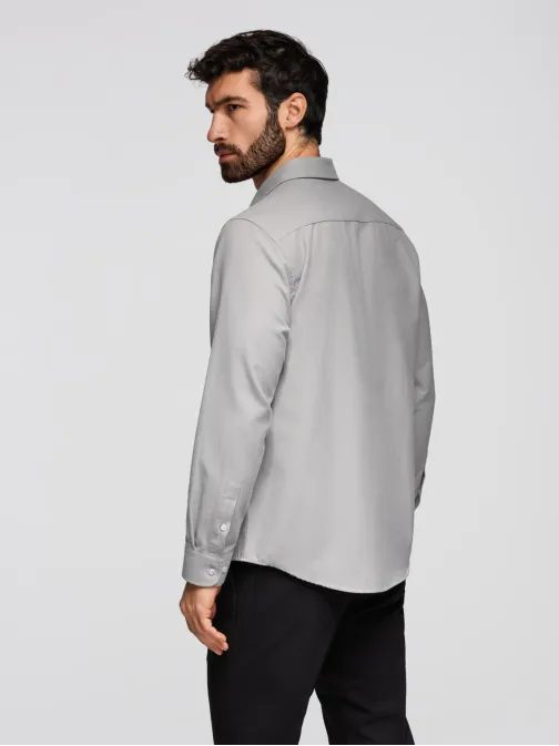 Pánská šedá košile s náprsní kapsou V1 K694