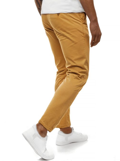 Moderní kamelové pánské chinos kalhoty B/77005