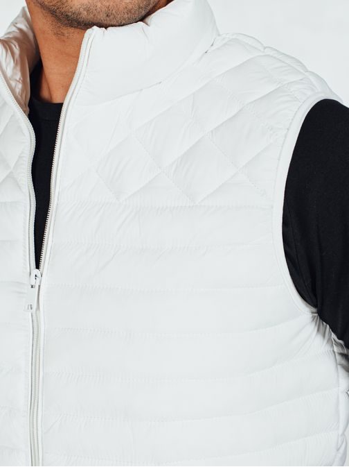 Moderní bílá pánská vesta bez kapuce