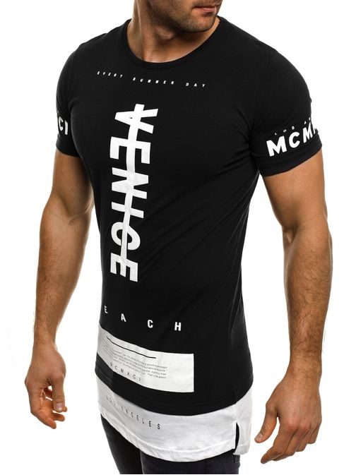 Moderní černé pánské tričko s nápisem VENICE ATHLETIC 1095