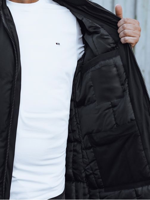 Černá prošívaná bunda pro muže na zimu