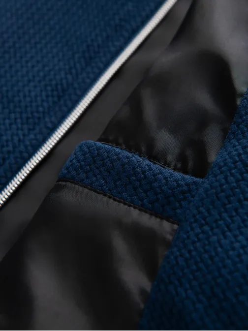 Tmavě modrá pánská bunda se stojáčkem V1 JANP-0229