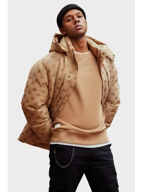 Elegantní prošívaná hnědá zimní bunda V2 JAHP-0195