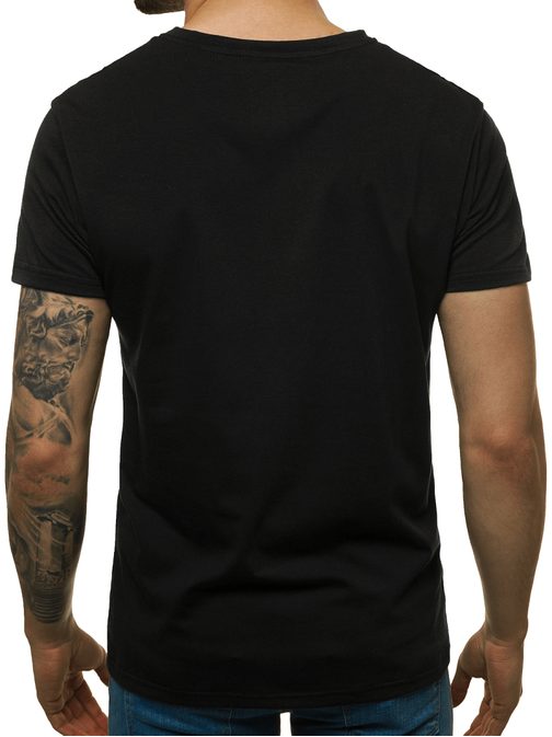 Černé tričko s výrazným potiskem JS/Y70002Z