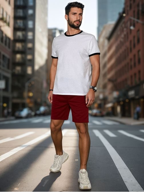 Pohodlné vínové pánské šortky