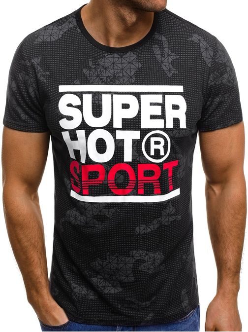Černé módní tričko v atraktivním designu Super Hot JS/SS393