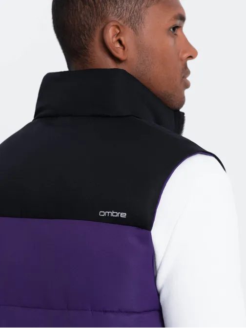 Stylová fialová prošívaná vesta V36