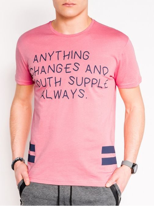 Moderní růžové tričko pro pány s986