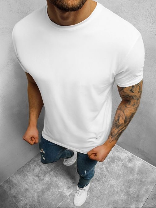 Bílé tričko s kovovou lebkou NB/3001