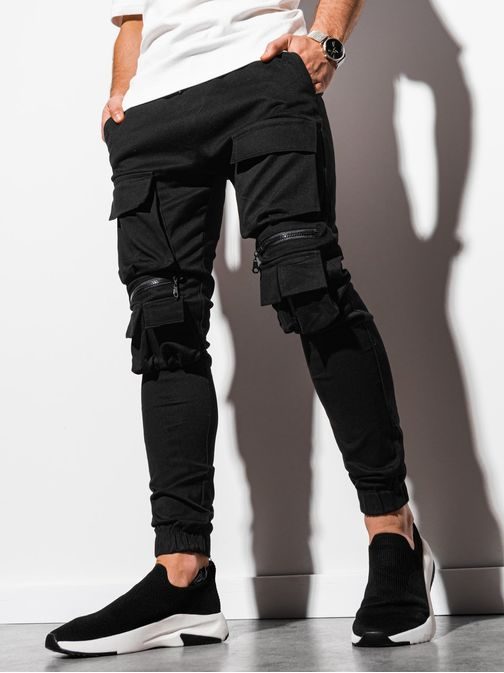 Stylové černé jogger kalhoty P995