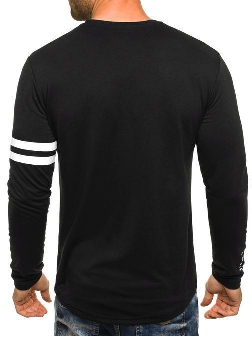 Jednoduché černé pánské tričko s dlouhým rukávem STREET STAR MX111