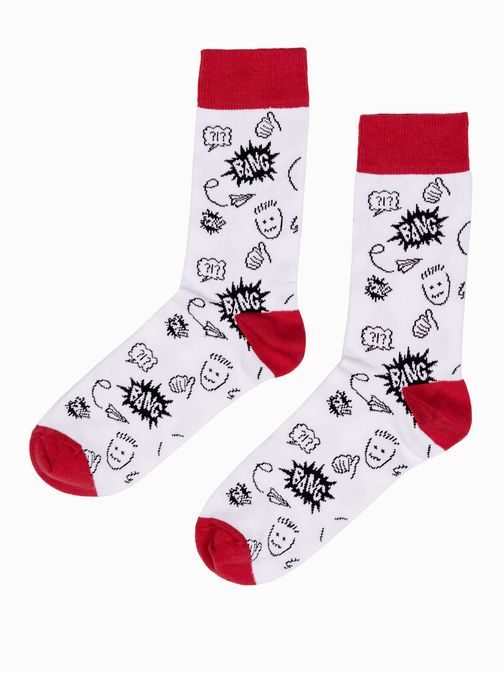 Veselé bílé pánské ponožky U148