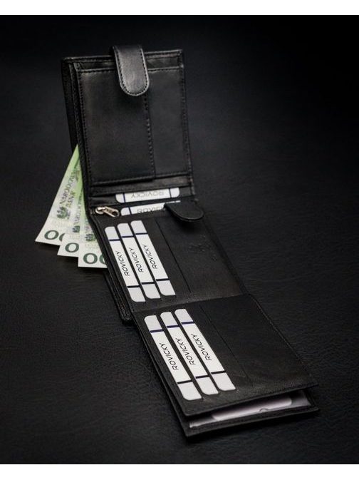 Černá kožená elegantní peněženka