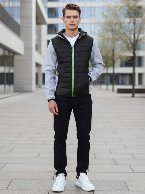 Zajímavá pánská přechodná bunda s prošíváním šedá