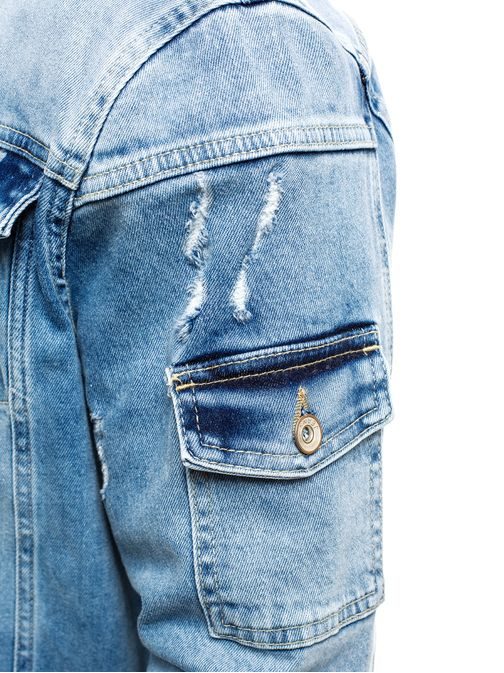 Prodloužená světle modrá jeansová bunda OTANTIK 474K