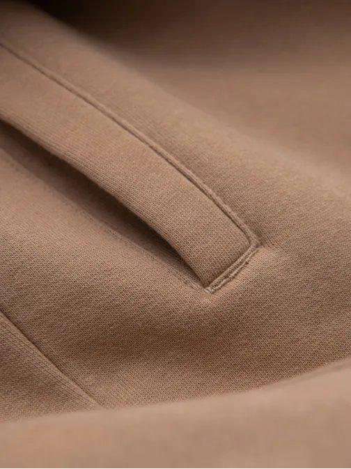 Hnědé tepláky s trendy prošíváním V2 PABS-0173