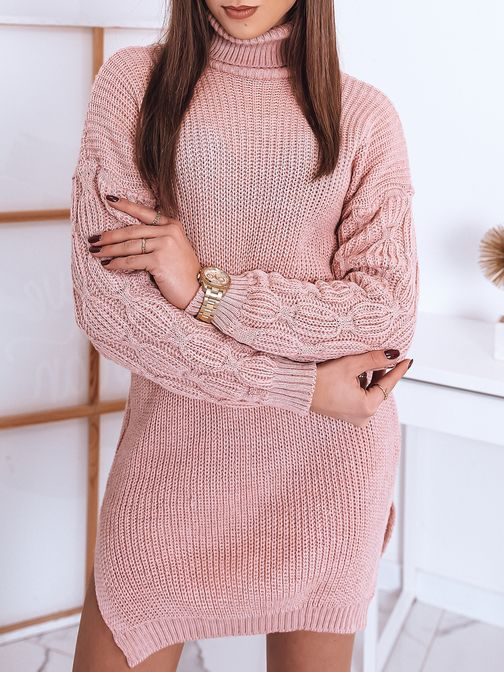 Jedinečné pletené šaty Isla v růžové barvě