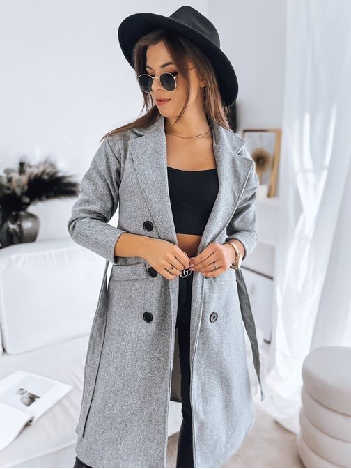 Moderní dámský světle šedý kabát Misti