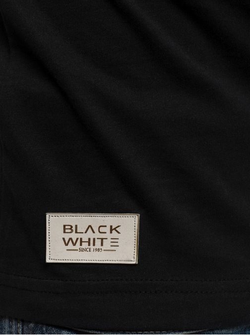 Černé moderní pánské tričko BLACK WHITE 1110