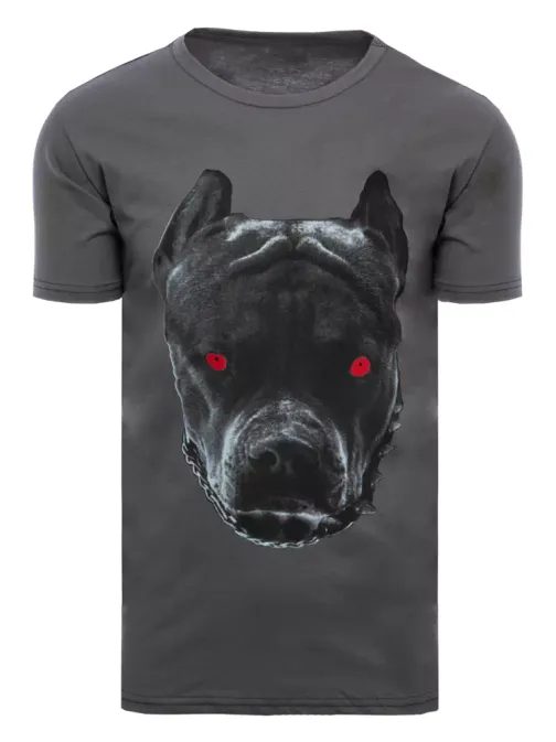 Grafitové tričko s potiskem psa