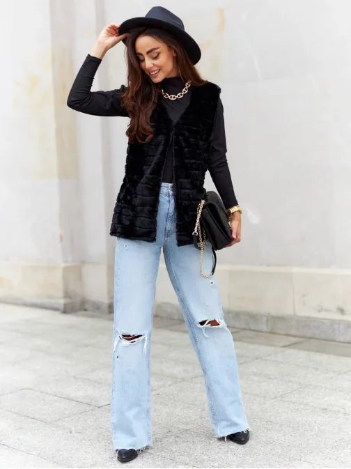 Módní černá dámská vesta VLR008